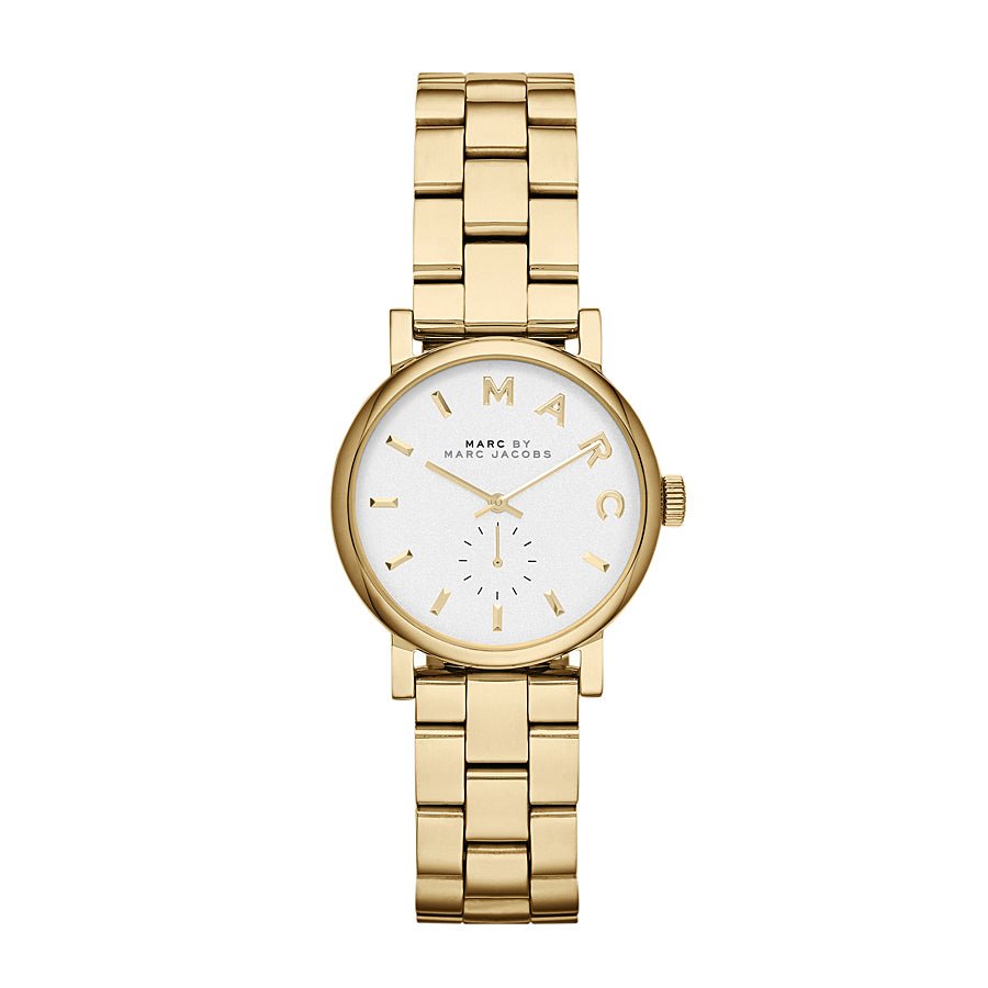 Marc Jacobs Baker White Dial Gold Steel Strap Watch for Women - MBM3247