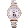 Emporio Armani Gianni T-Bar Analog White Dial Two Tone Steel Strap Watch For Women - AR60019