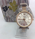 Fossil Carlie Silver Dial Two Tone Steel Strap Watch for Women - ES4342