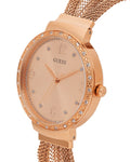 Guess Chiffon Rose Gold Dial Mesh Bracelet Watch For Women - W1083L3