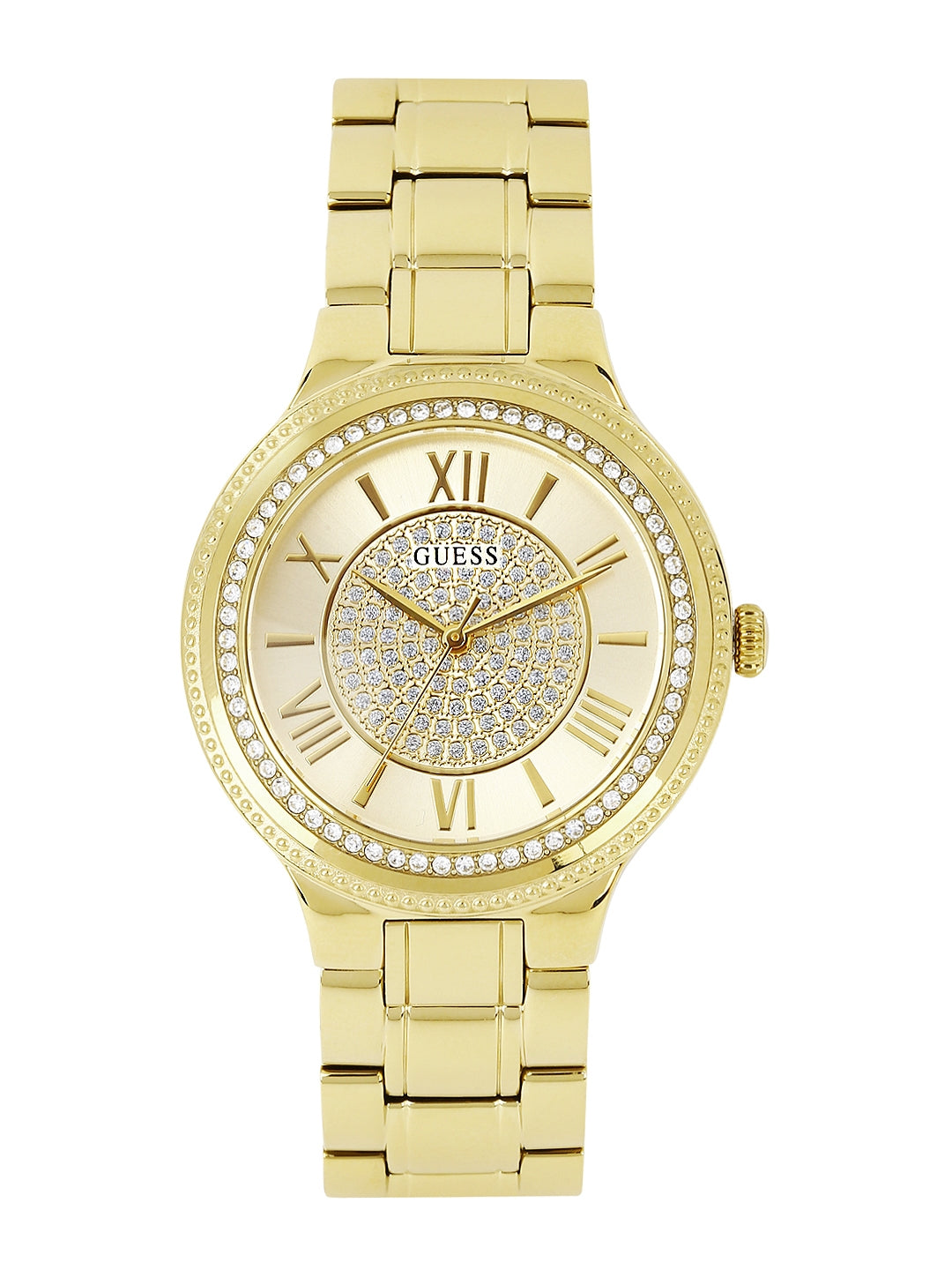 Guess Madison Diamonds Gold Dial Gold Steel Strap Watch for Women - W0637L2