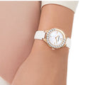 Swarovski Lovely Crystals Mother of Pearl Dial White Leather Strap Watch for Women - 5242904