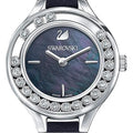 Swarovski Lovely Crystals Mother of Pearl Black Dial Black Leather Strap Watch for Women - 5242898