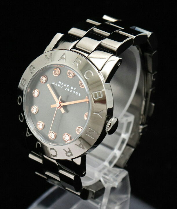 Marc Jacobs Rock Crystal Grey Dial Grey Steel Strap Watch for Women - MBM8596