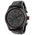Gucci G Timeless Chronograph Black Dial Black Leather Strap Watch For Men - YA126244