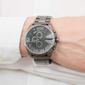 Diesel Mega Chief Chronograph Grey Dial Grey Steel Strap Watch for Men - DZ4282