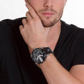 Diesel Mr Daddy Chronograph Black Dial Black Leather Strap Watch For Men - DZ7313