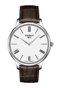 Tissot Tradition 5.5 Lady Silver Dial Brown Leather Strap Watch for Women - T063.009.16.018.00