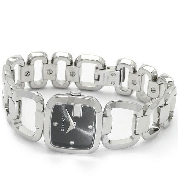 Gucci G Diamonds Black Dial Silver Steel Strap Watch For Women - YA125509