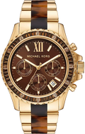 Michael Kors Everest Chronograph Brown Dial Two Tone Steel Strap Watch For Women - MK6973