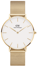 Daniel Wellington Classic Petite White Dial Gold Mesh Bracelet Watch For Women - DW00100348