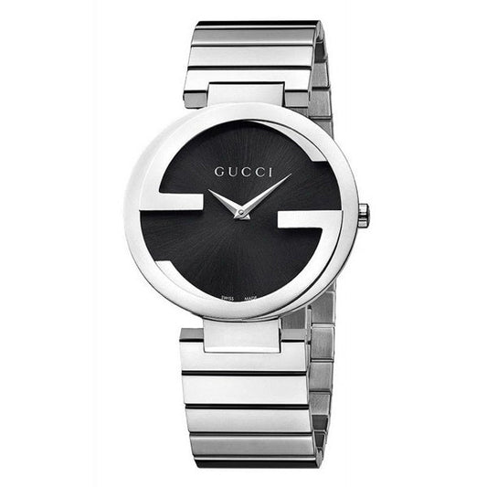 Gucci Interlocking G Quartz Black Dial Black Steel Strap Watch For Women - YA133502