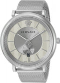 Versace V-Circle Silver Dial Silver Mesh Bracelet Watch for Men - VBQ060017