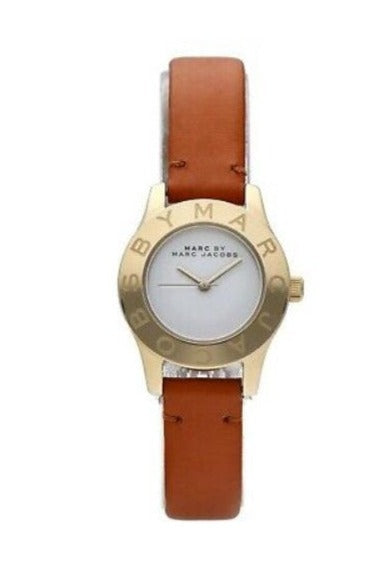 Marc Jacobs Mini Blade White Dial Brown Leather Strap Watch for Women - MBM1219