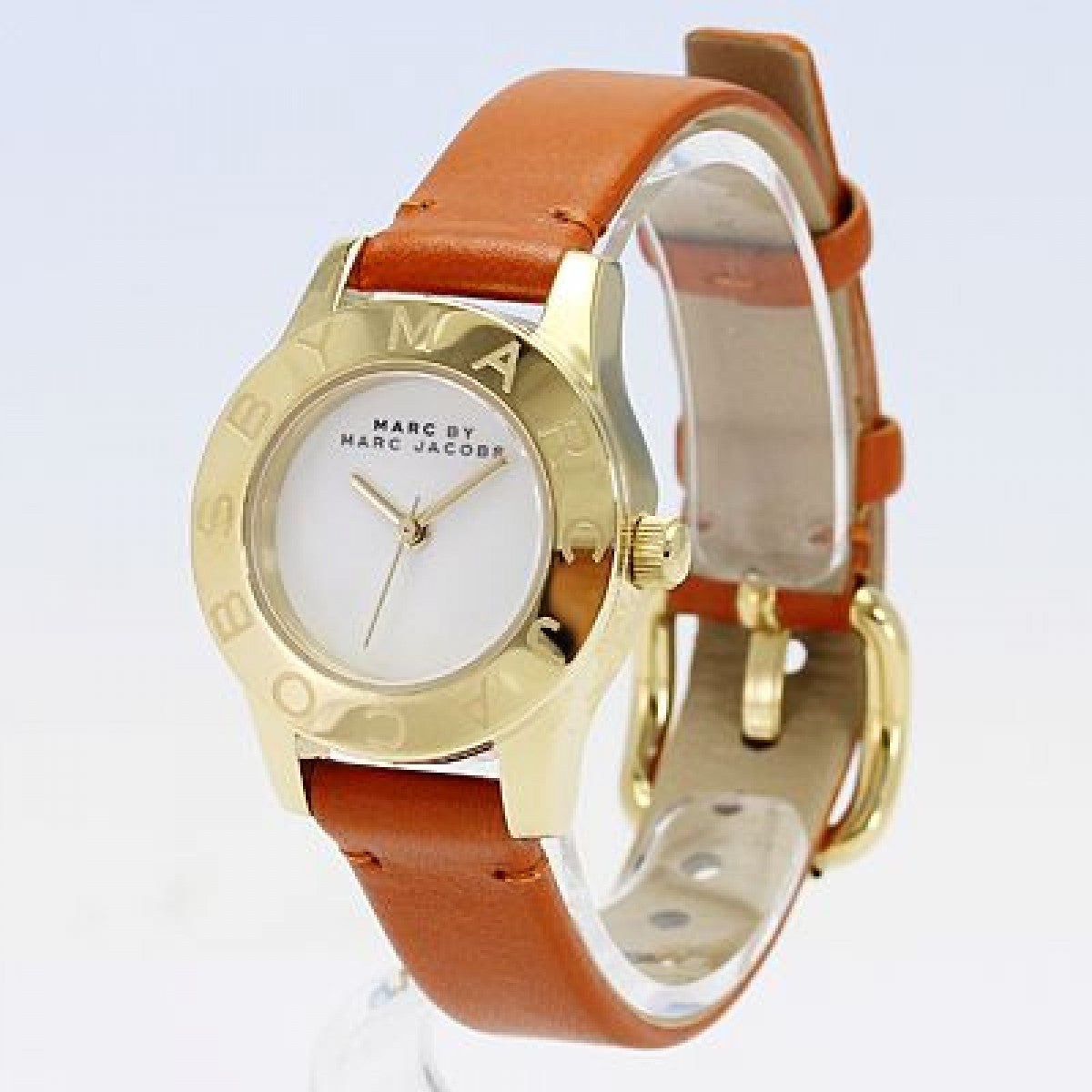 Marc Jacobs Mini Blade White Dial Brown Leather Strap Watch for Women - MBM1219