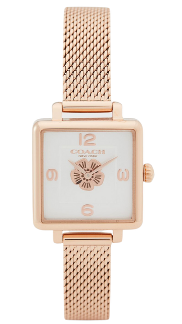 Coach Cass White Dial Rose Gold Mesh Bracelet Watch for Women - 14503698