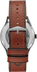 Fossil Forrester Automatic Skeleton Grey Dial Brown Leather Strap Watch for Men - ME3178