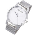 Calvin Klein City Chronograph White Dial Silver Mesh Bracelet Watch for Men - K2G2G126