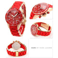 Marc Jacobs Rock Chronograph Red Dial Red Silicone Strap Watch for Women - MBM2577
