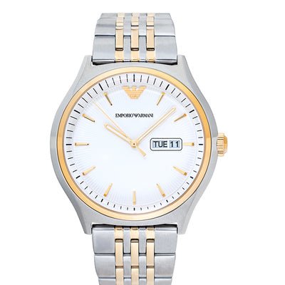 Emporio Armani Cream Dial Two Tone Steel Strap Watch For Men - AR11034