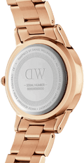 Daniel Wellington Iconic Link Black Dial Rose Gold Steel Strap Watch for Women - DW00100210
