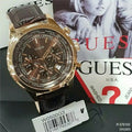 Guess Pursuit Chronograph Brown Dial Brown Leather Strap Watch for Men - W0500G3