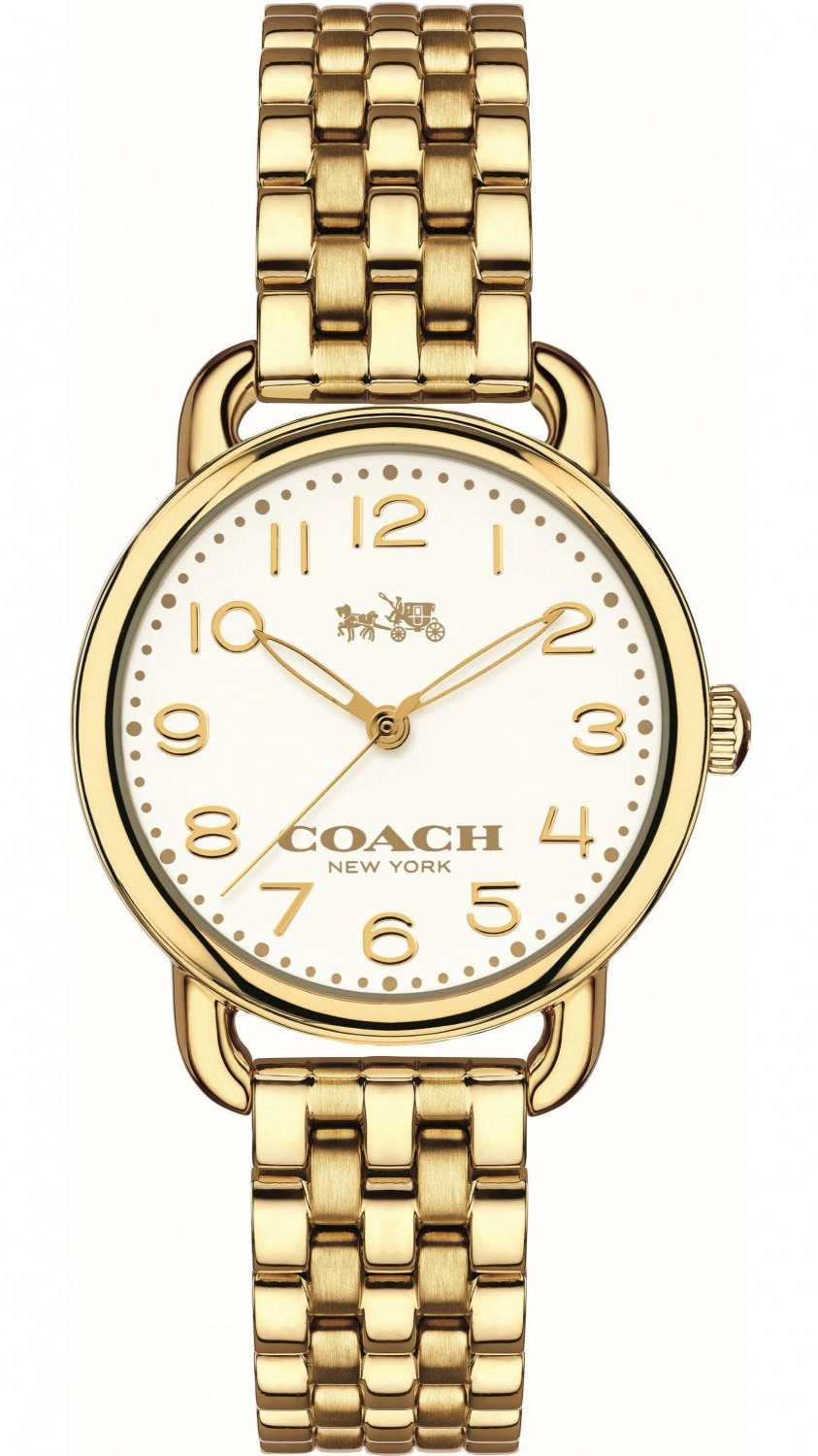 Coach Delancey White Dial Gold Steel Strap Watch for Women - 14502241