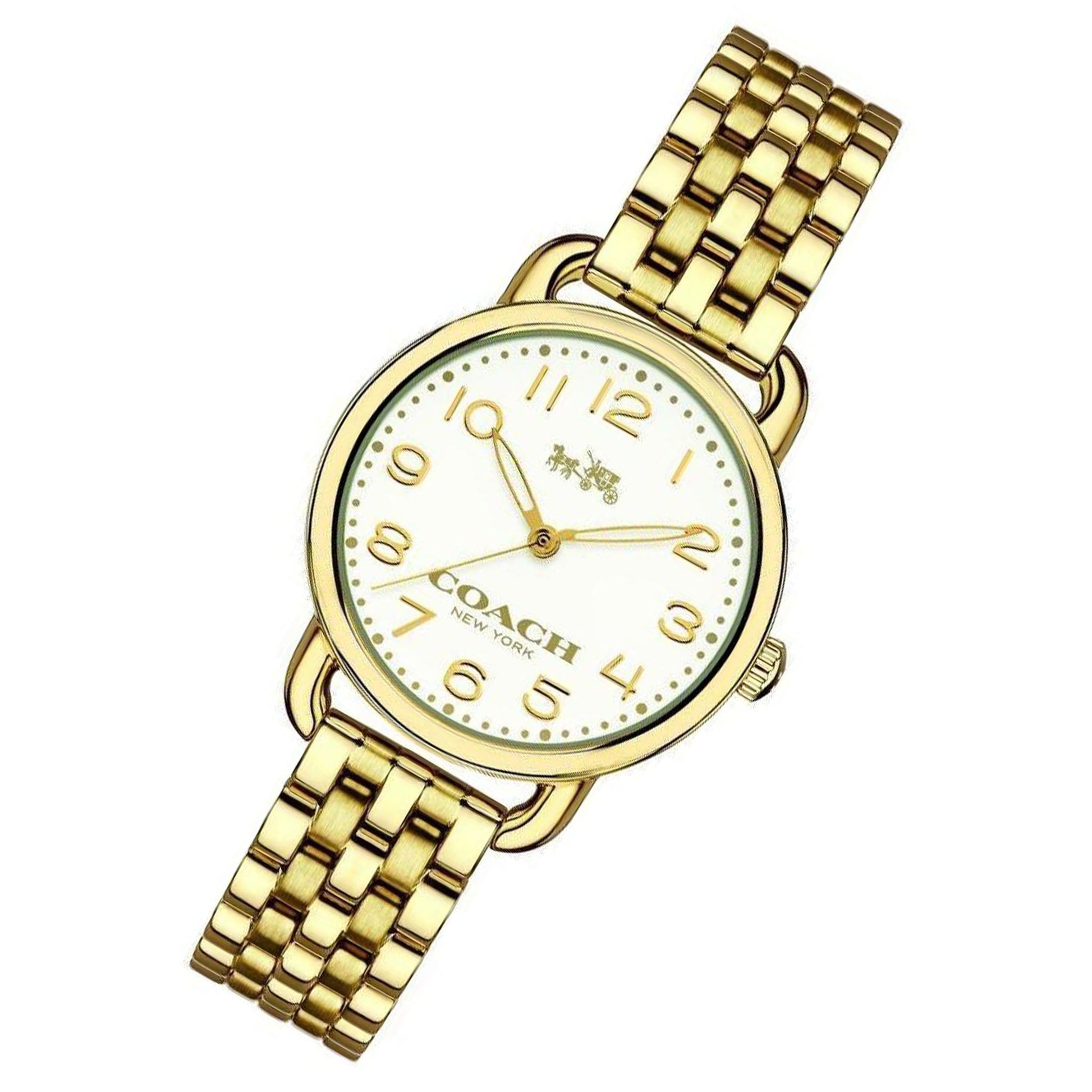 Coach Delancey White Dial Gold Steel Strap Watch for Women - 14502241