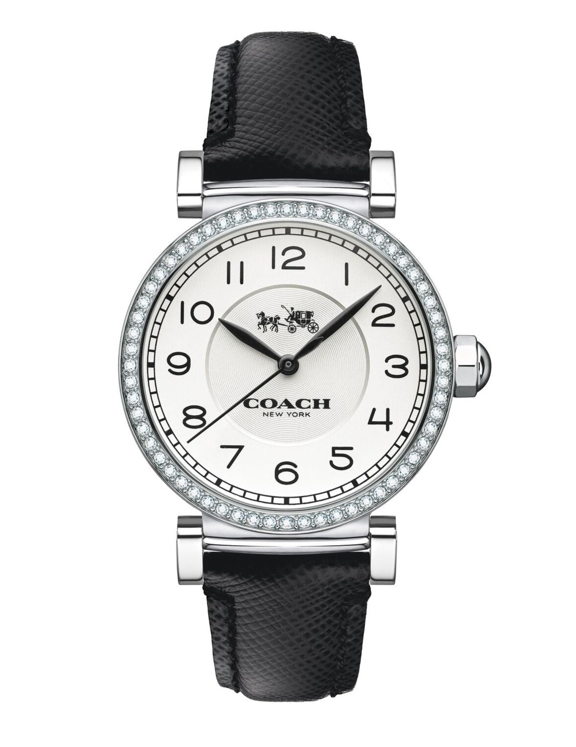 Coach Madison White Dial Black Leather Strap Watch for Women - 14502399