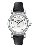 Coach Madison White Dial Black Leather Strap Watch for Women - 14502399