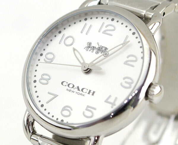 Coach Delancey White Dial Silver Steel Strap Watch for Women - 14502495