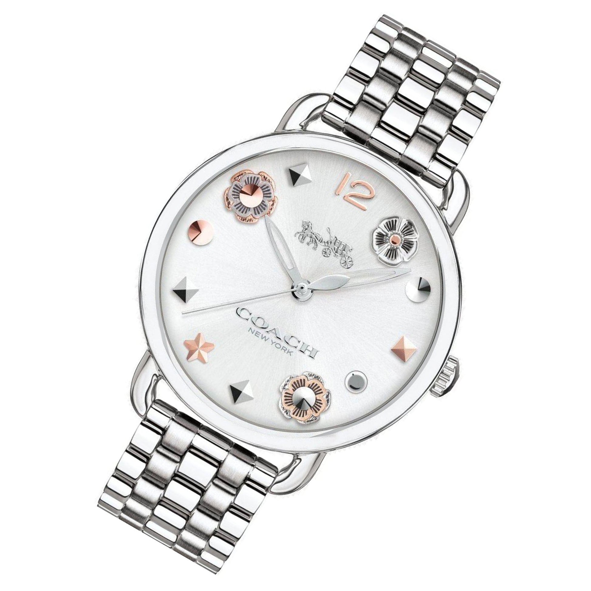 Coach Delancey White Dial Silver Steel Strap Watch for Women - 14502810