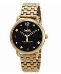 Coach Delancey Black Dial Gold Stainless Steel Strap Watch For Women - 14502813