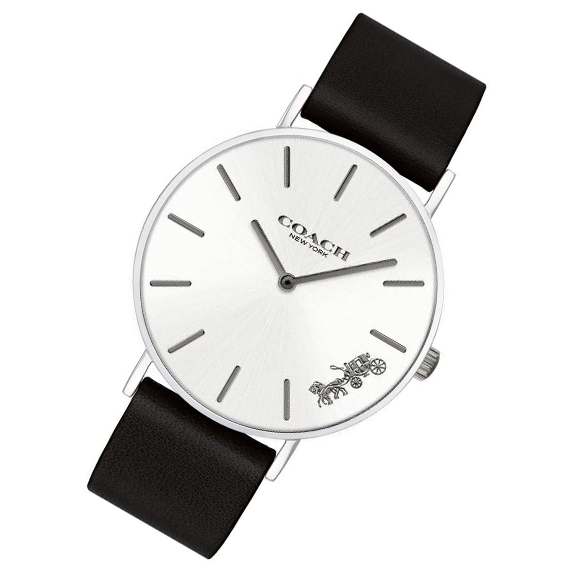 Coach Perry White Dial Black Leather Strap Watch for Women - 14503115