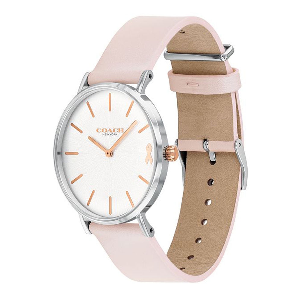 Coach Perry White Dial Pink Leather Strap Watch for Women - 14503128