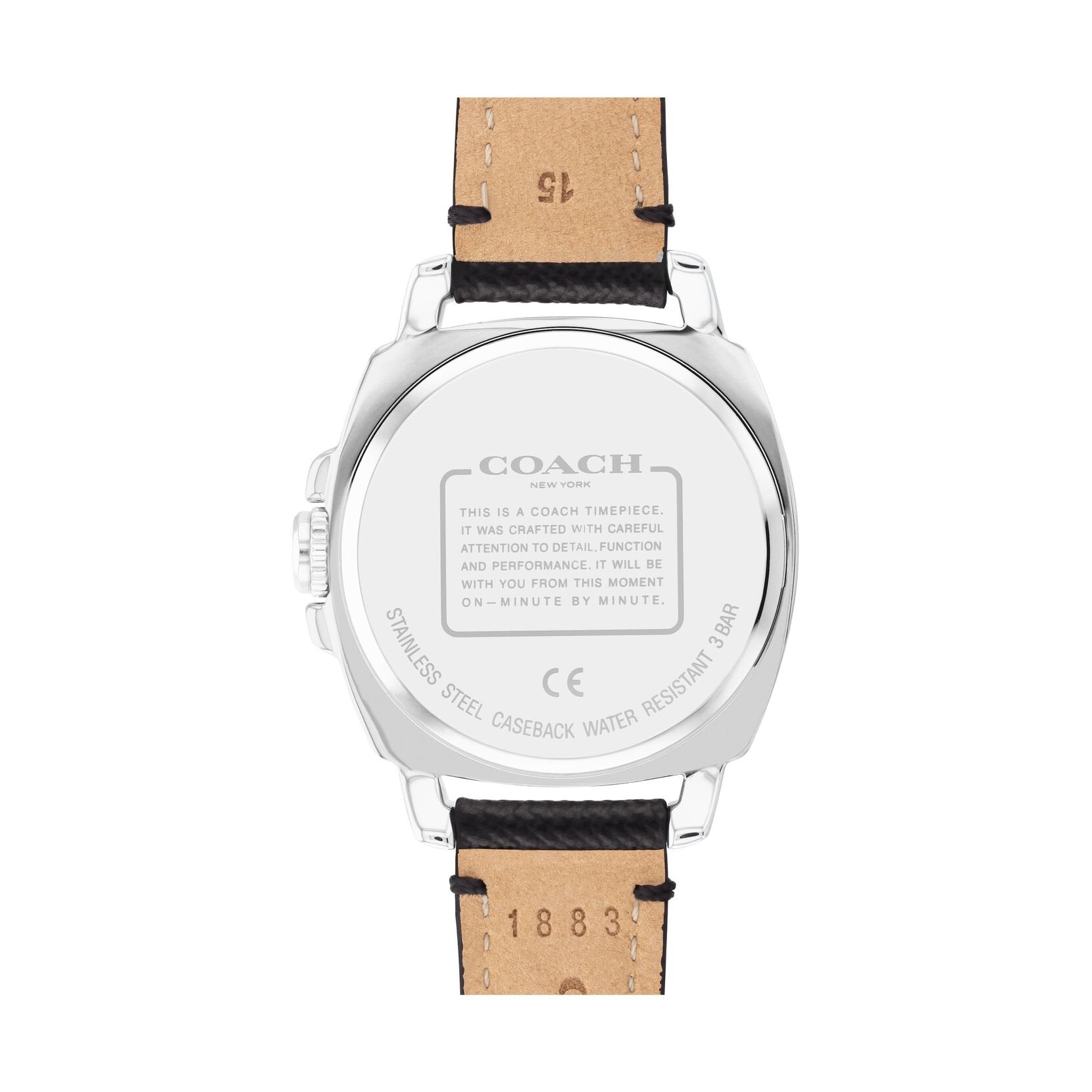 Coach Boyfriend Silver Dial Black Leather Strap Watch for Women - 14503152