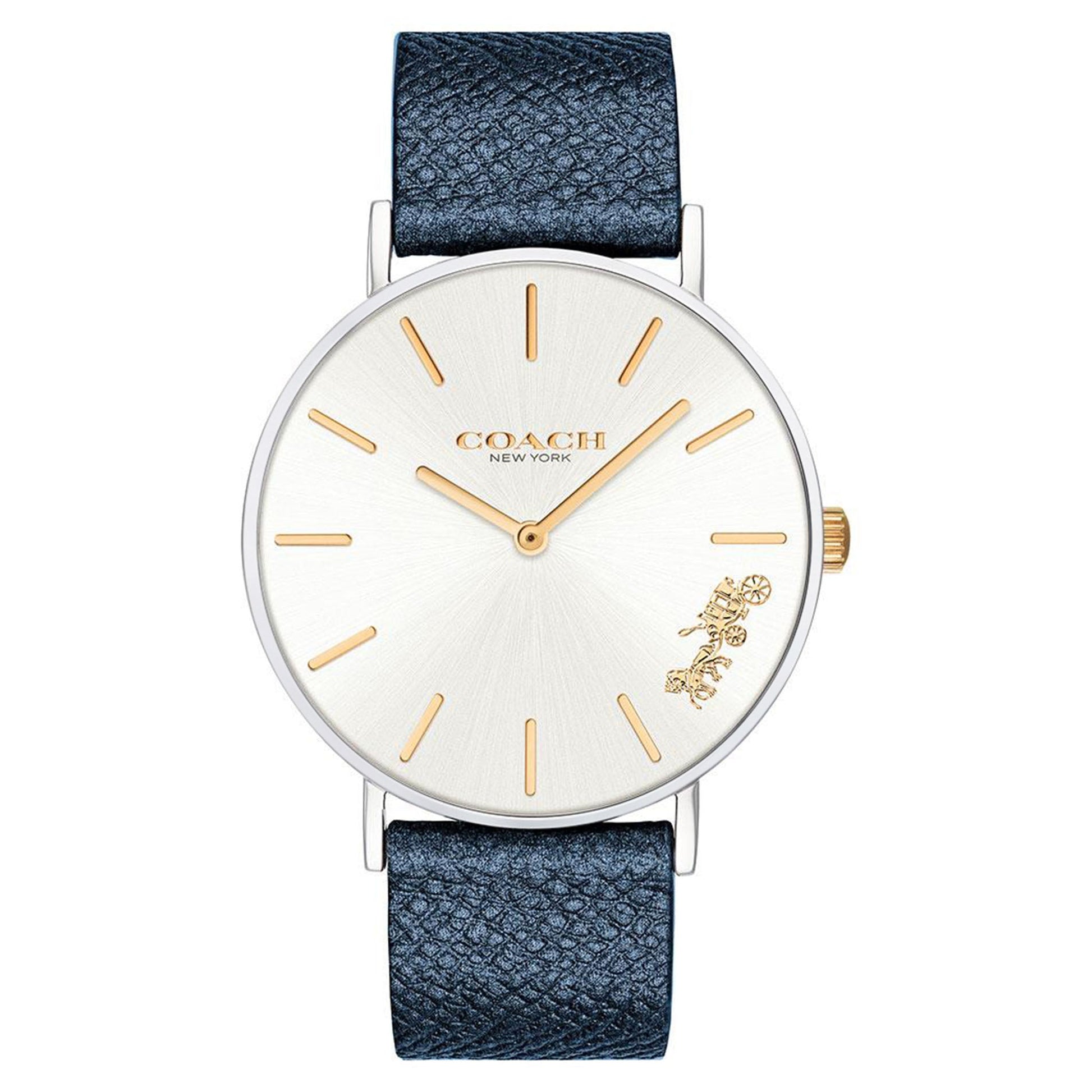Coach Perry White Dial Blue Leather Strap Watch for Women - 14503156