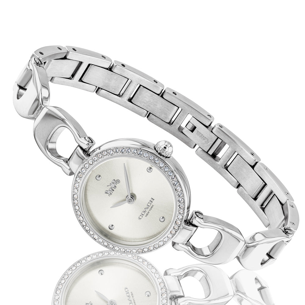 Coach Park Crystals Silver Dial Silver Steel Strap Watch for Women - 14503170
