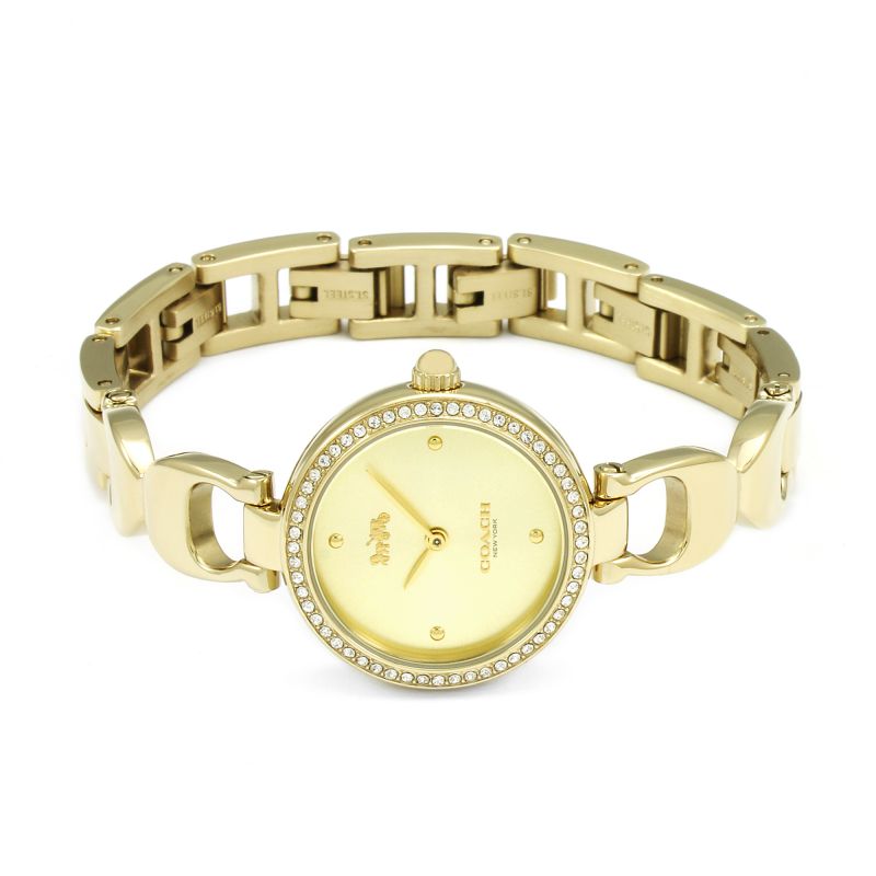 Coach Park Diamonds Gold Dial Gold Steel Strap Watch for Women - 14503171