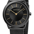Calvin Klein Minimal Black Dial Black Steel Strap Watch For Men - K3M524Z1