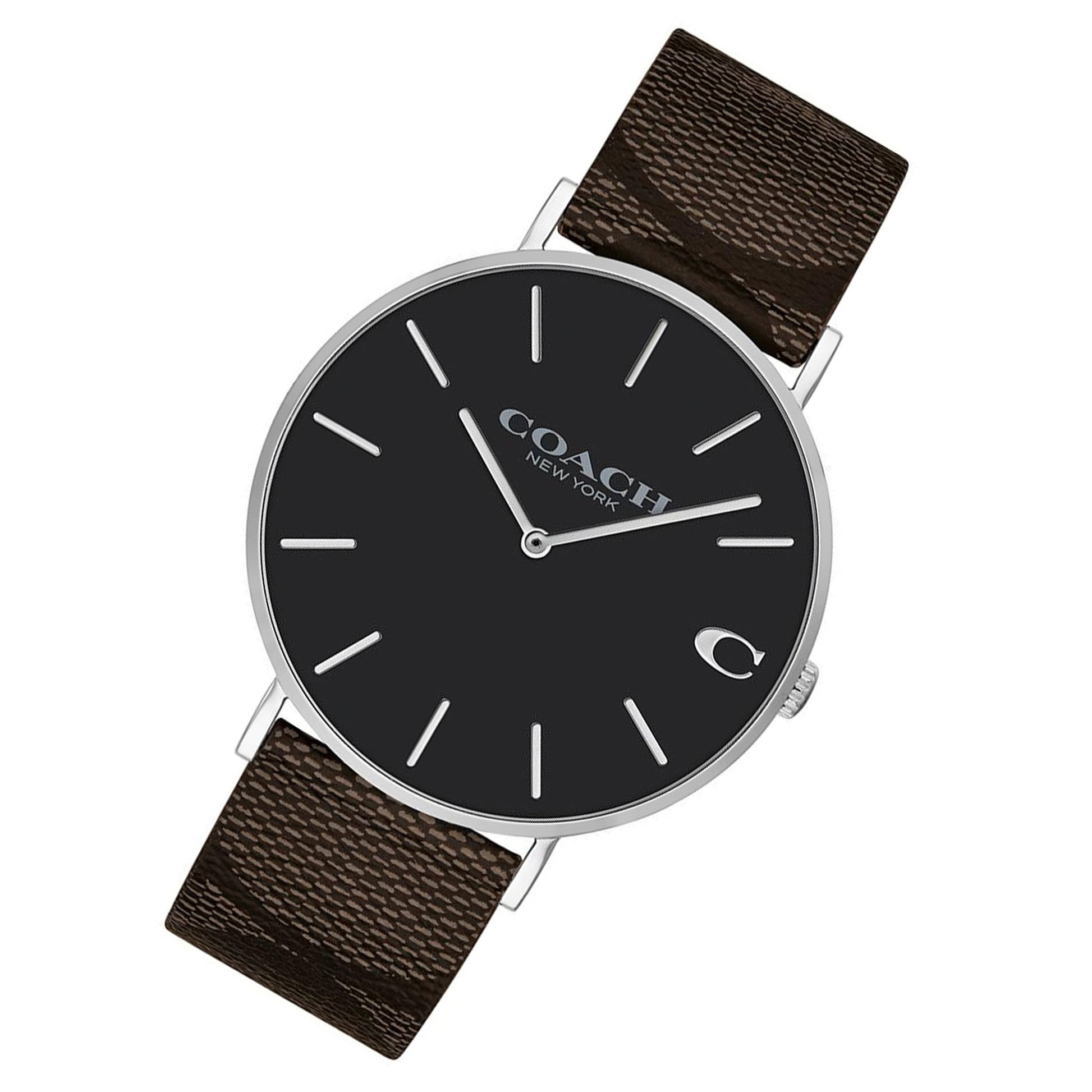 Coach Charles Black Dial Brown Leather Strap Watch for Women - 14602156