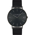 Coach Charles Black Dial Black Leather Strap Watch for Men - 14602434
