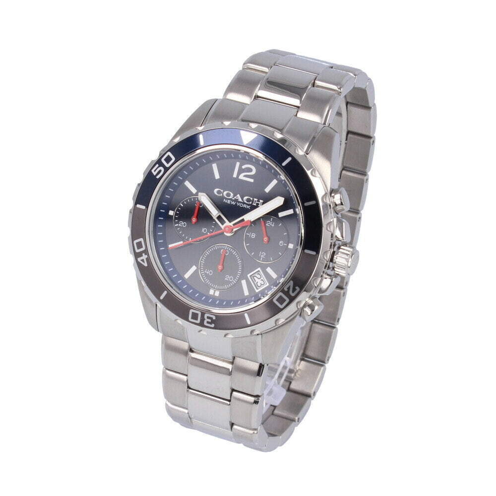 Coach Kent Chronograph Blue Dial Silver Steel Strap Watch for Men - 14602555