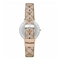 Emporio Armani Gianni T Bar Quartz Silver Dial Beige Leather Strap Watch For Women - AR80007