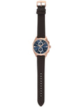 Emporio Armani Claudio Chronograph Blue Dial Brown Leather Strap Watch For Men - AR11554