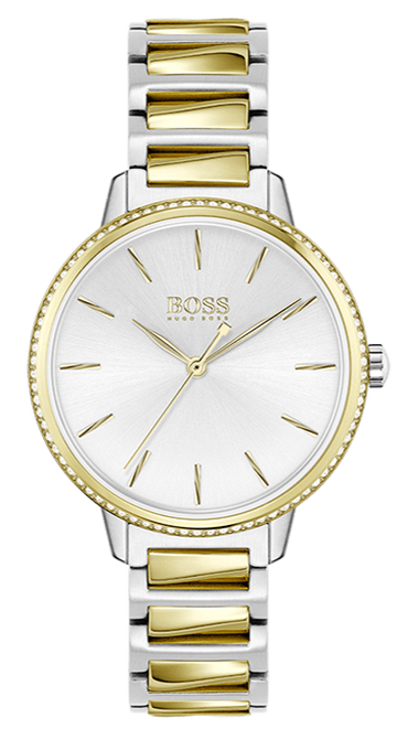 Hugo Boss Signature Silver Dial Two Tone Steel Strap Watch for Women - 1502568