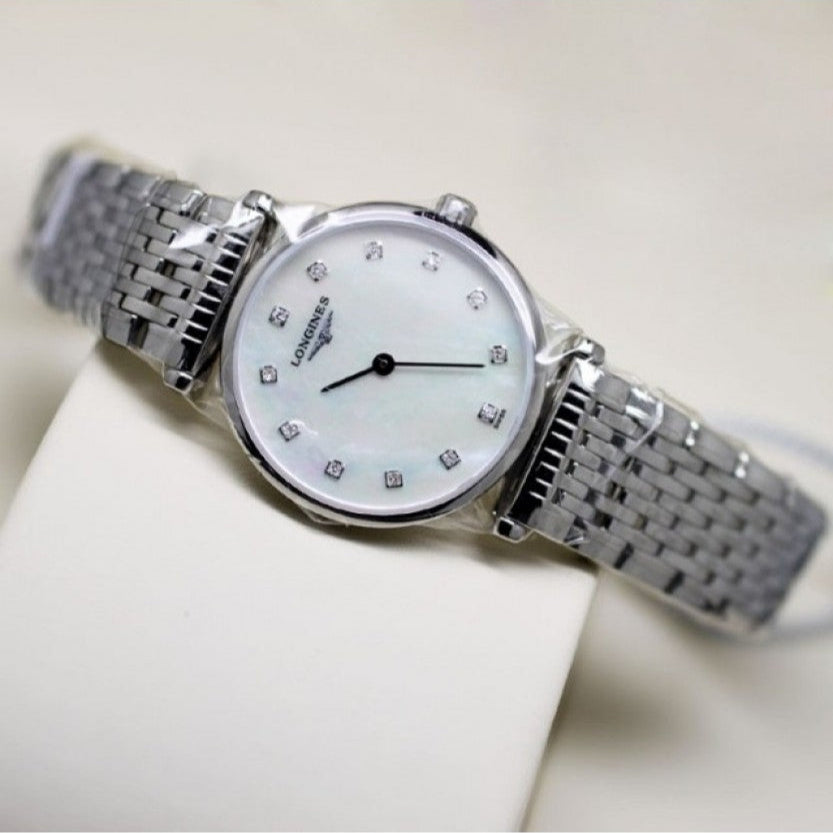 Longines La Grande Classique Diamonds White Dial Silver Steel Strap Watch for Women - L4.209.4.87.6