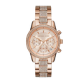 Michael Kors Ritz Chronograph Rose Gold Dial Rose Gold Steel Strap Watch For Women - MK6485