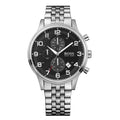 Hugo Boss Aeroliner Chronograph Black Dial Silver Steel Strap Watch For Men - 1512446