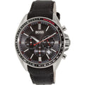 Hugo Boss Driver Black Dial Black Leather Strap Watch for Men -1513087